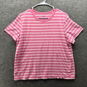 Gap Vintage Crewneck T Shirt Womens L Tall Pink Striped Organic Cotton